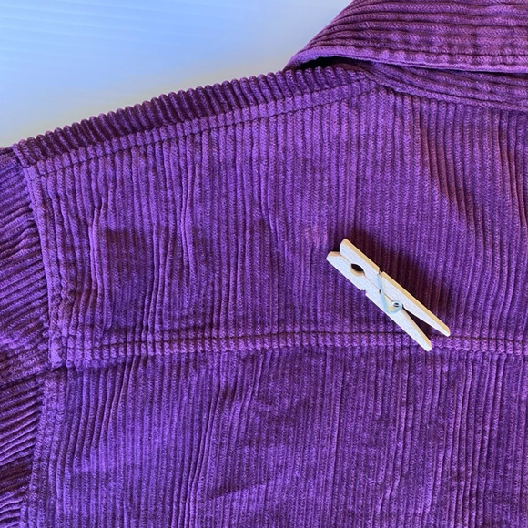 Denim & Co. Shacket Jacket Women Large Plum Vtg Cotton Corduroy Full Zip Pockets - Picture 11 of 11